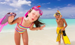 Happy children on beach